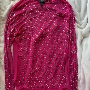 Daytrip Fuchsia Diamond-Patterned Long Sleeve Top